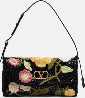 Valentino Garavani DeVain embroidered beaded shoulder bag