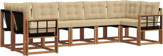 vidaXL Conjunto De Sof&aacute;s De Exterior 7 Uds. Natural Y Beige Vidaxl