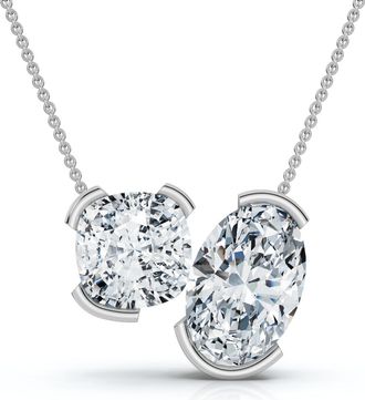 Pompeii3 2Ct Cushion and Oval Toi et Moi Diamond Pendant 14k Gold or Pt Lab Grown