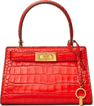 Tory Burch Lee Radziwill Croc Embossed Leather Tote in Brilliant Red at Nordstrom