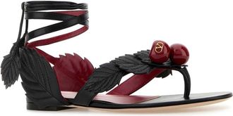 Valentino Garavani Womens Cherryfic Sandal Black Kid Leather
