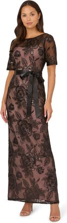 Adrianna Papell Womens Sequin Lace Mermaid Dress - Black - Size 6 UK