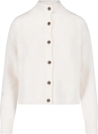 Lisa Yang Cropped Ribbed Button-Up Knit Sweater