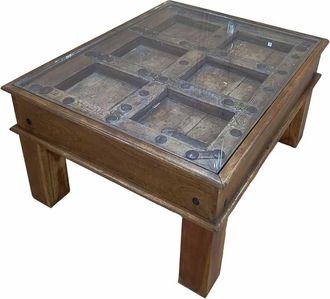 Wanderlust Deco Mesa de centro de madera artesanal 87x67x45h cm