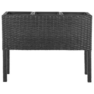 Beliani Beliani - Jardinera Elevada De Rat&aacute;n Sint&eacute;tico Maceta Interior Exterior Con 3 Insertos Negro Caragana