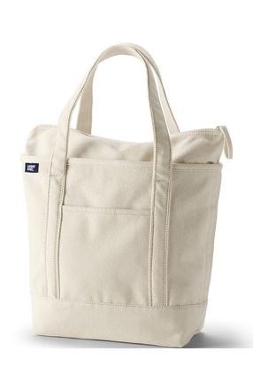 Lands End Zip Top Canvas Tote Bag in Natural/natural at Nordstrom, Size Medium