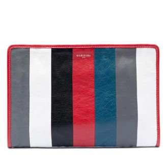 Balenciaga Pre-owned Balenciaga Lambskin Striped Bazar Clutch Ladies B366BIUVX8PZO2MC