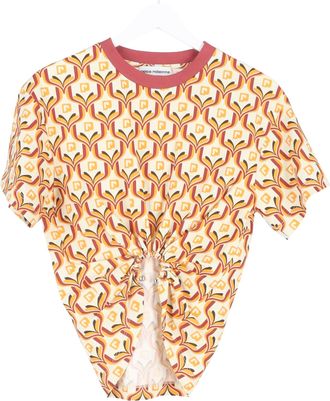 Paco Rabanne Paco Rabanne crop top met print en ringdetails in veelkleurig katoen