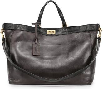 OLD TREND Ixia Genuine Leather Jet Set Travel Tote in Taupe at Nordstrom
