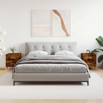 vidaXL Vidaxl - Mesita Noche 2 Uds Madera Ingenier&iacute;a Roble Ahumado 40x35x47,5cm