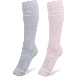 Kindred Bravely Premium Maternity Compression Socks in Pink & Grey Heather at Nordstrom, Size Small