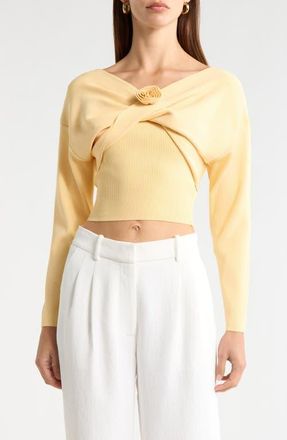 ASTR the Label Jasmyn Rib Crop Tube Top & Bolero Set in Yellow at Nordstrom, Size X-Small