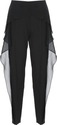 Lanvin Refined Black Wool Pants with Tulle Accents