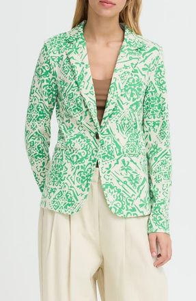 Ichi Ikat Print Jacket in Kelly Green at Nordstrom, Size Xx-Large