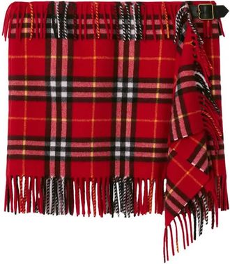 Burberry Womens Check Wool Cashmere Scarf Skirt, Size X-Large