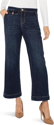 Liverpool L.A. Petite Stride Mid-Rise Wide Leg Jeans w/ Trouser Details 25 Womens Jeans Albany : 10P 25, Cotton/Denim/Elastane