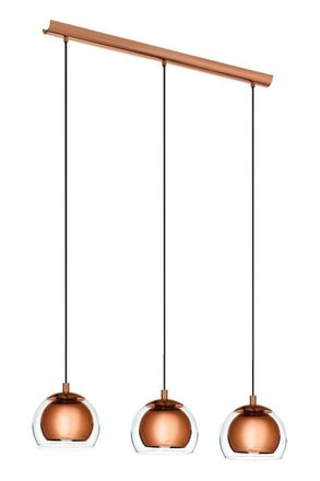 Eglo Eglo Rocamar Clear Glass & Metal 3 Light Ceiling Pendant in Copper
