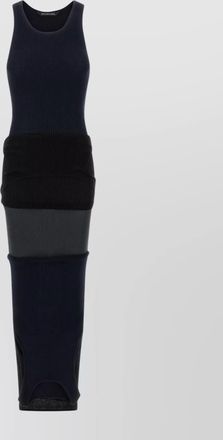 Balenciaga reversed ribbed texture dress with round neckline