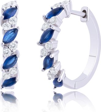 MAX + STONE 925 Sterling Silver Gemstone Hoop Earrings with CZ Accent Stones