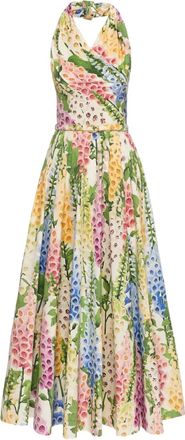 Oscar De La Renta Abito midi a fiori - Bianco