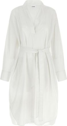 Nude White Shirt Collar Midi Dress