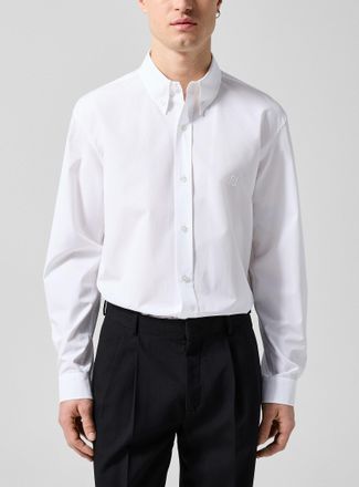Balmain Mens Embroidered logo poplin shirt