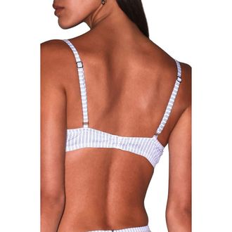 Fleur du Mal East Hampton Poplin Underwire Bra in East Hampton Stripe at Nordstrom, Size 32Dd