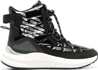 Emporio Armani Zwarte Enkellaarsjes - Dames - Veterlaarzen - Zwart - 34 EU - Polyester - Schoenen
