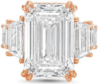 Diana M. Jewels 18kt Rose gold Lab grown 20ct Emerald Cut Diamond hidden halo fashion ring