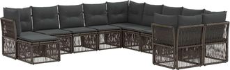 vidaXL Conjunto De Sof&aacute;s De Jard&iacute;n 11 Uds. Gris Rat&aacute;n Sint&eacute;tico Vidaxl