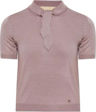 Valentino Garavani Top met applicatie - Dames - Ronde hals truien - Paars - XS - Wol - Truien & Vesten