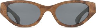 Oh My Woodness! Cat Eye Full Rim Acetate Mens Sunglasses Brown Size 52 - Free Lenses - Oh My Woodness