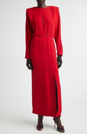 Valentino Donna Long Sleeve Blouson Silk Cady Couture Dress in Red at Nordstrom, Size 8 Us