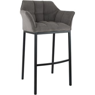 Clp Taburete De Bar Damaso Cord Con Estructura De Cuatro Patas Gris Topo Negro