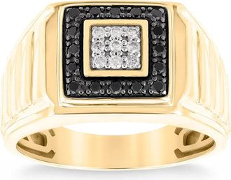 Pompeii3 1/3Ct Black Diamond Mens Anniversary Wedding Ring Polished Band Yellow Gold