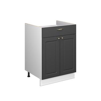 Vicco Mueble Bajo Para Fregadero/placa Fame-line, Antracita-oro Landhaus/blanco, 60 Cm Con Caj&oacute;n, Sin Encimera, Vicco