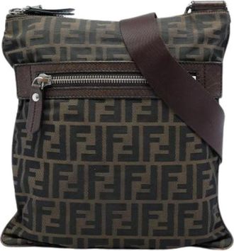 Fendi Pre-owned Canvas Crossbody Bag - Dames - Vintage Schoudertas - Bruin - ONE Size - Leer - Vintage