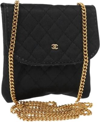 Chanel Pre-owned Satin Cross Body Bag - Dames - Vintage Schoudertas - Zwart - ONE Size - Satijn - Vintage