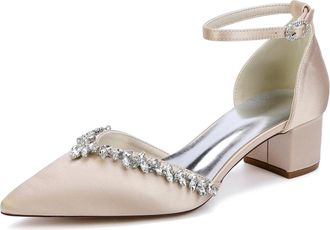 Generic Womens Wedding Party Shoes Bridal Low Heel Formal Prom Pumps Wedding Bridal Shoes 4.5Cm,Champagne,10 UK