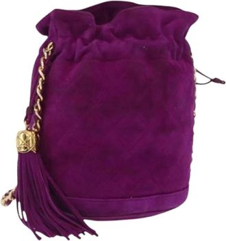 Chanel Pre-owned Bucket Bags, female, Purple, Size: ONE SIZE Pre-owned Suede Bucket Bag