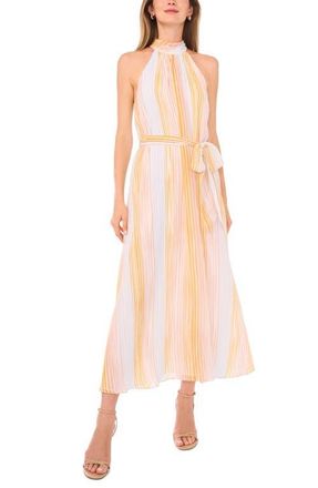 Vince Camuto Belted Halter Neck Maxi Dress in New Ivory at Nordstrom, Size X-Large