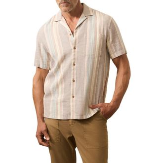 Faherty Hemp Blend Camp Shirt in Saunders Bay Stripe at Nordstrom Rack, Size Xx-Large