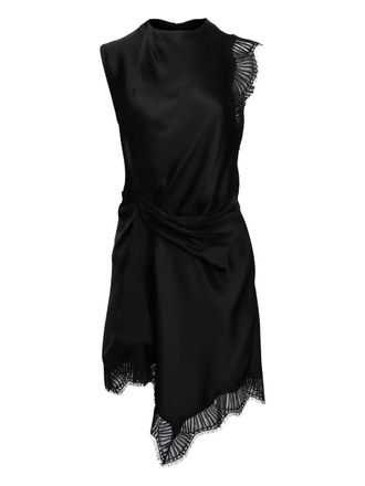 A.L.C. lace-trim draped-detail mini dress - women - Viscose - 4 - Black