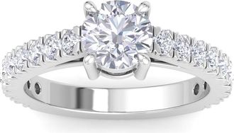 SuperJeweler Lab Grown Diamond Engagement Ring for Women - 925 Sterling Silver, Conflict-Free, Ethical Diamond Jewelry