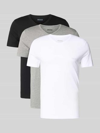 HUGO BOSS T-Shirt mit V-Ausschnitt im 3er-Pack Modell Classic in Mittelgrau Melange, Gr&ouml;&szlig;e XXL