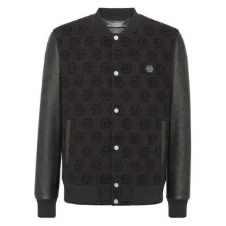 Philipp Plein Varsity Bomber Monogram - Heren - Bomber jackets - Zwart - XL - Wol - Jassen