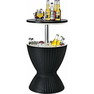 Costway Mesa Nevera Capaciadad De 30 L Cubo De Hielo Para Jard&iacute;n Mesa Auxiliar Con Gancho,asa,tapa Extra&iacute;ble Y Orificio De Drenaje Para Fiesta Boda - Costway