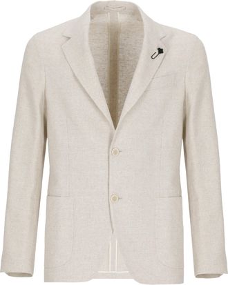 Lardini Beige Tailored Iconic Pin Wool-Blend Blazer