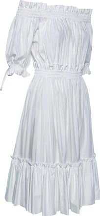 Alexander McQueen 2024 off-shoulder midi-jurk met ruches - Wit