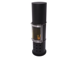 Purline Purline - Estufa De Etanol En Acero Negro Con Puerta Corredera De Cristal Templado